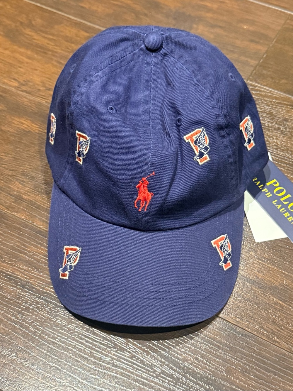 NWT! Polo Ralph Lauren P-WING Ball Cap Hat One Size Adjustable Navy Red Pony